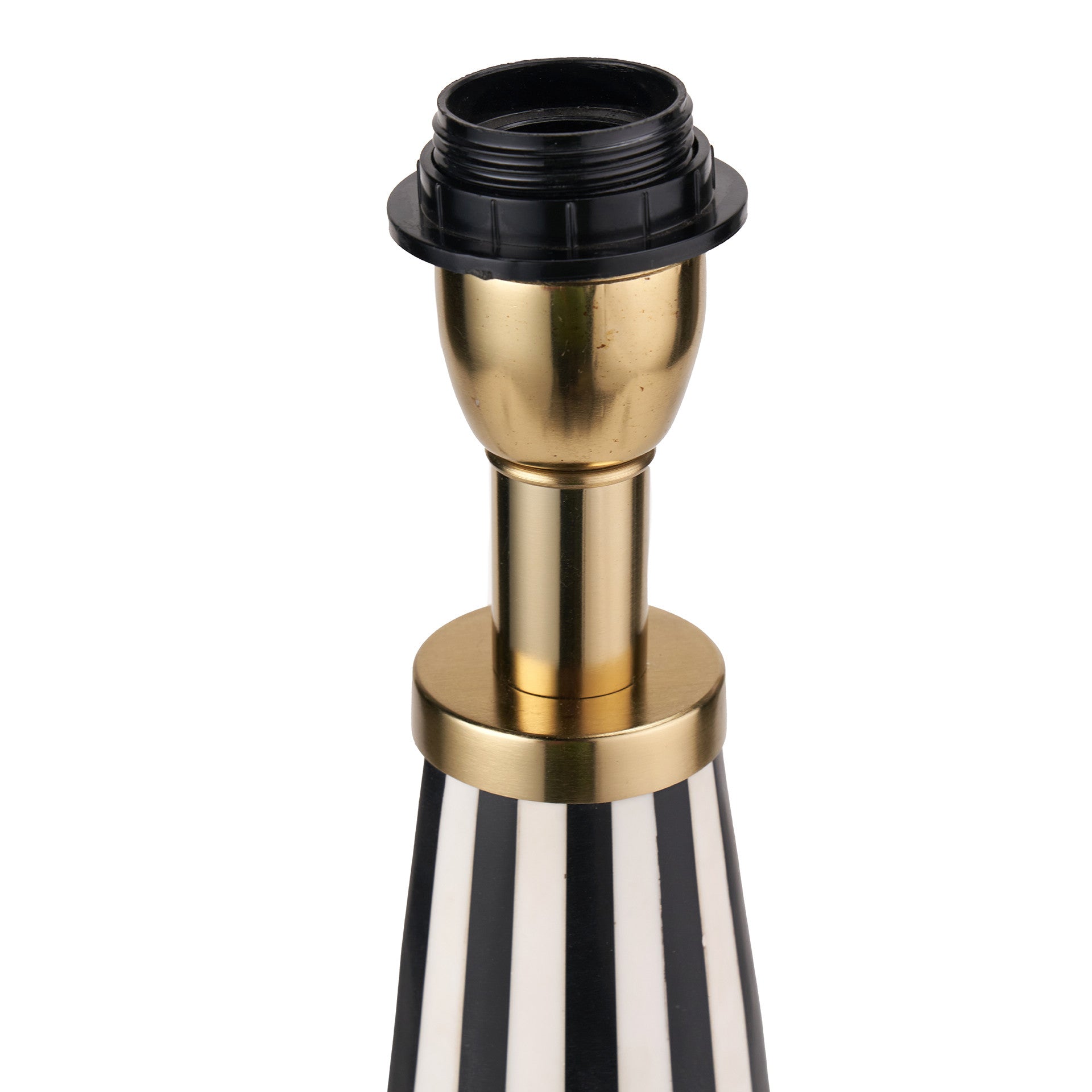 Alejo Black & White Stripe Conical Resin Table Lamp - Base Only